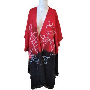 Dilemma New York one size M/L Cardigan knit fringe oversized art to wear poncho